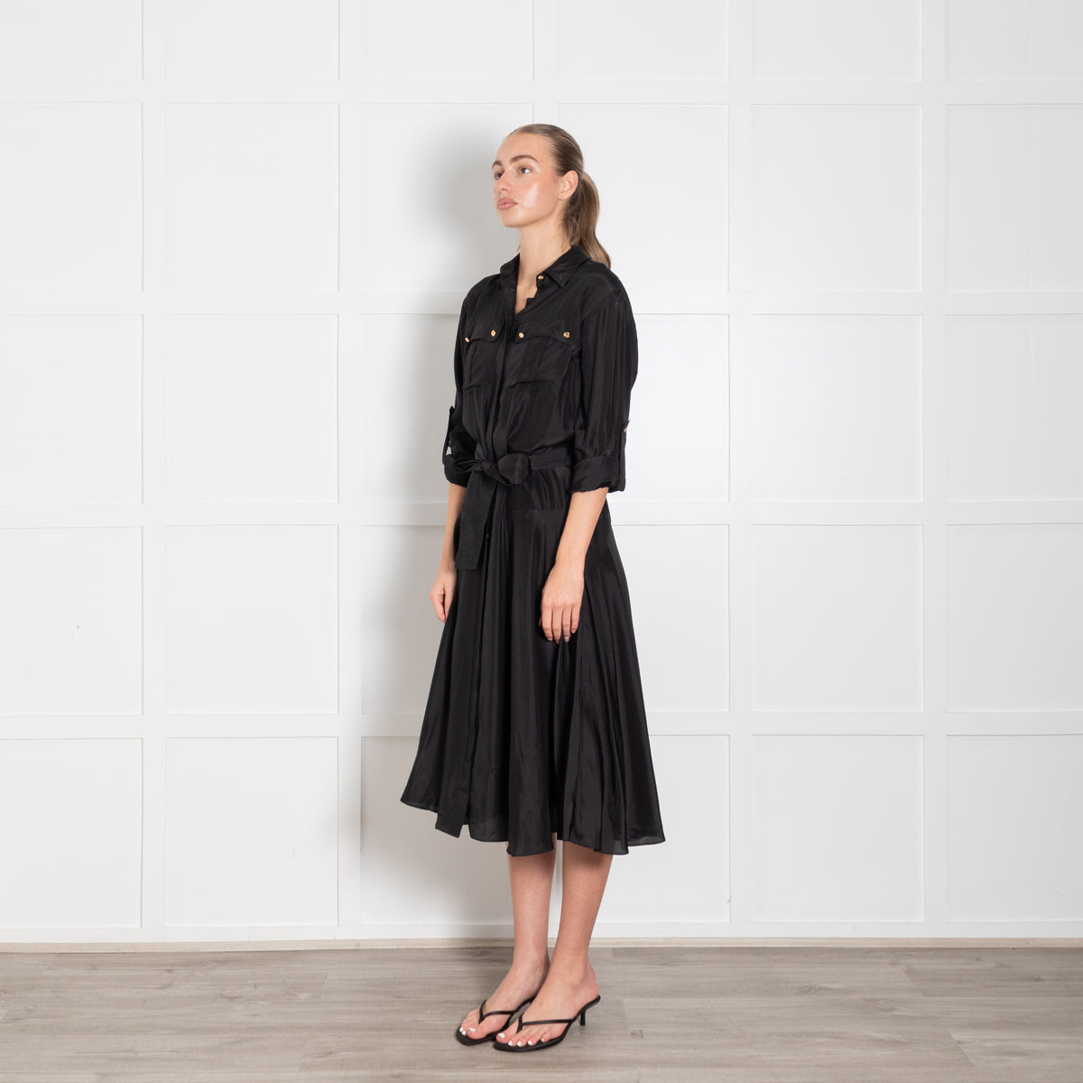 Veronica Beard Black Silk Belted Dress Plus Slip