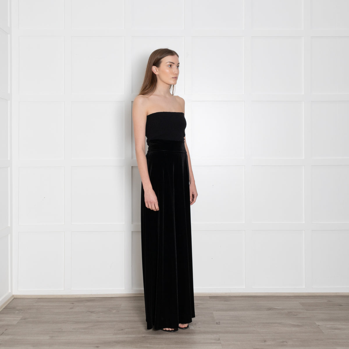 Loretta Caponi Velvet Black Shimmery Flared Trousers