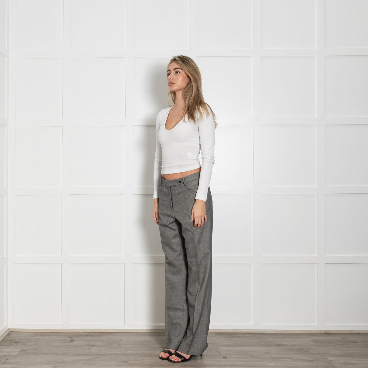 Prada Grey Virgin Wool Mohair Blend Trousers