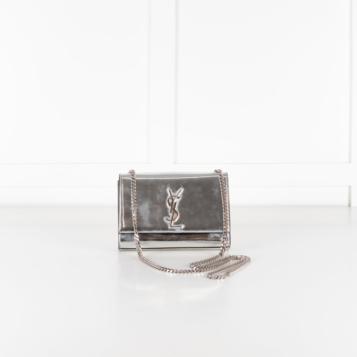 Yves Saint Laurent Silver Mirrored Leather Small Kate Bag