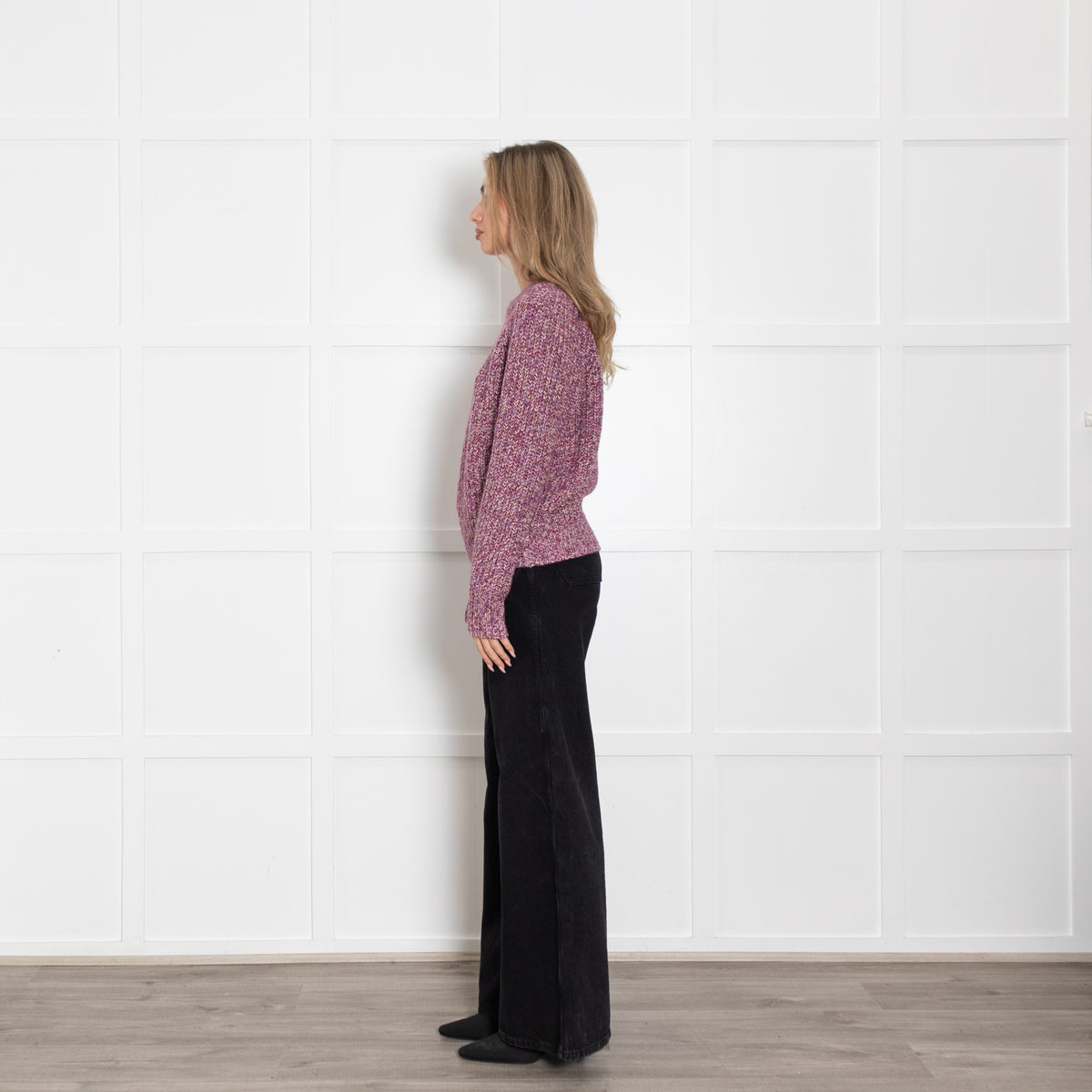 White + Warren Purple Cashmere Chunky Knit Jumper