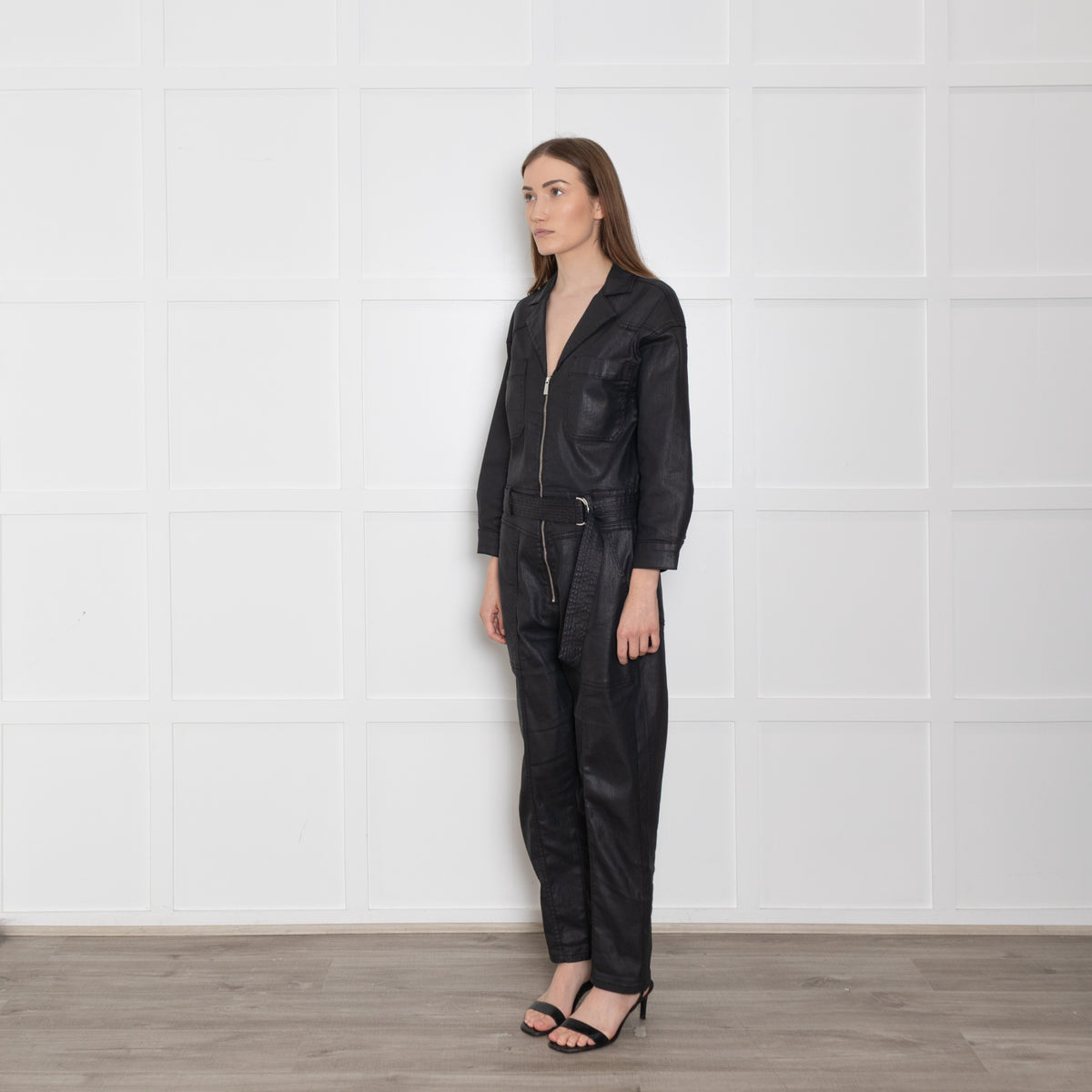 Donna Ida Waxed Black Flying Suit
