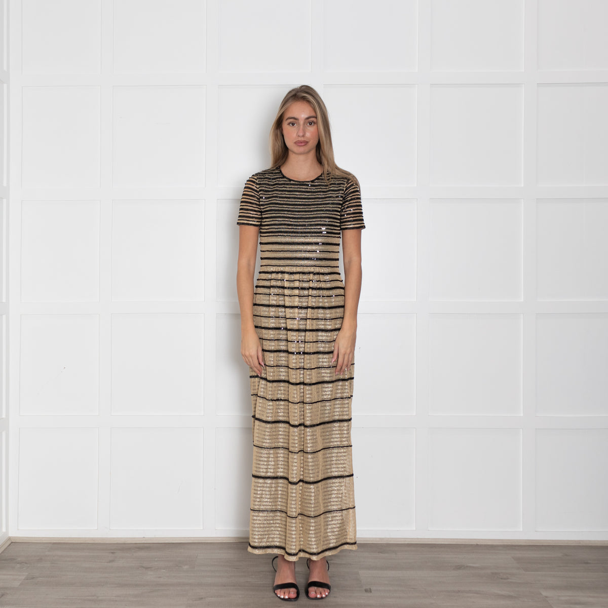 Alice by Temperley Gold Black Sequin Maxi Dress