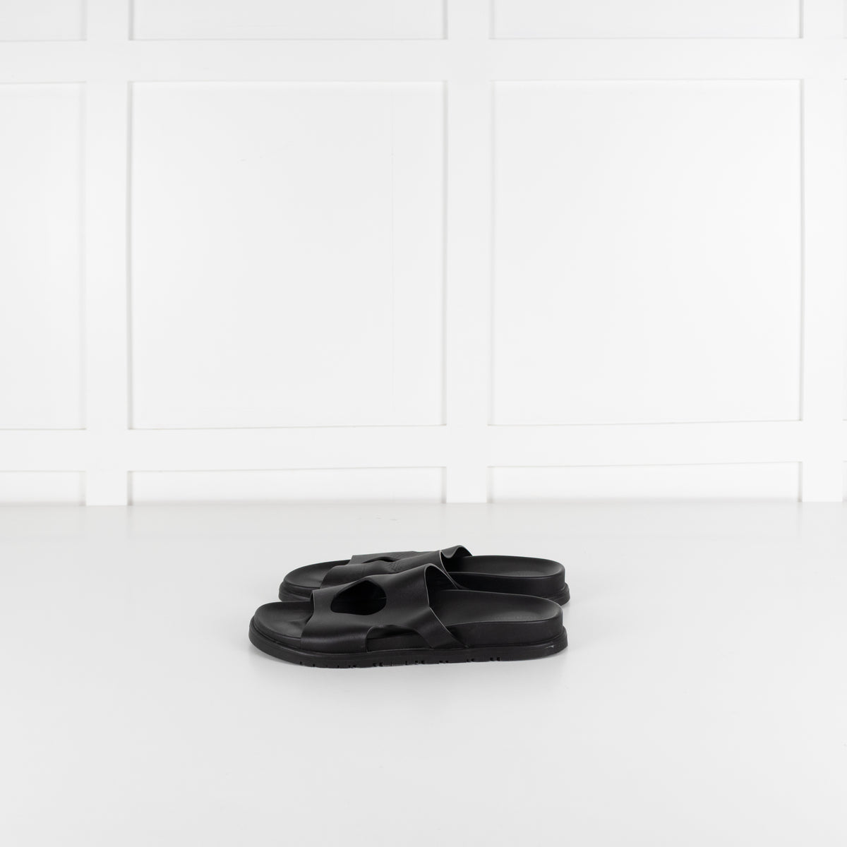 Hermes Black Edith Cut-Out Calfskin Sandals