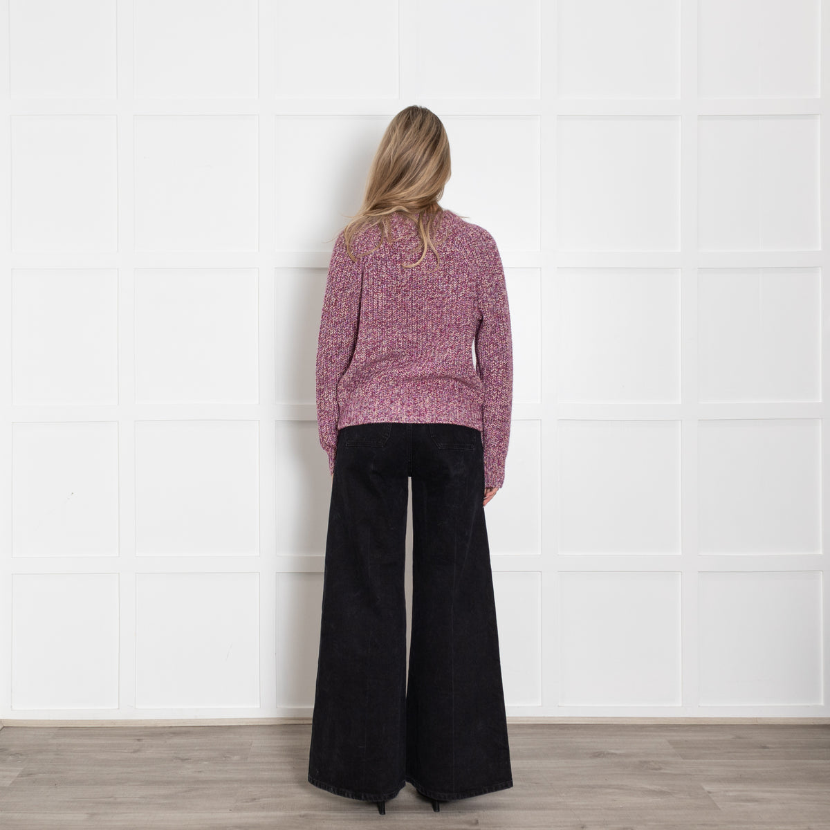 White + Warren Purple Cashmere Chunky Knit Jumper