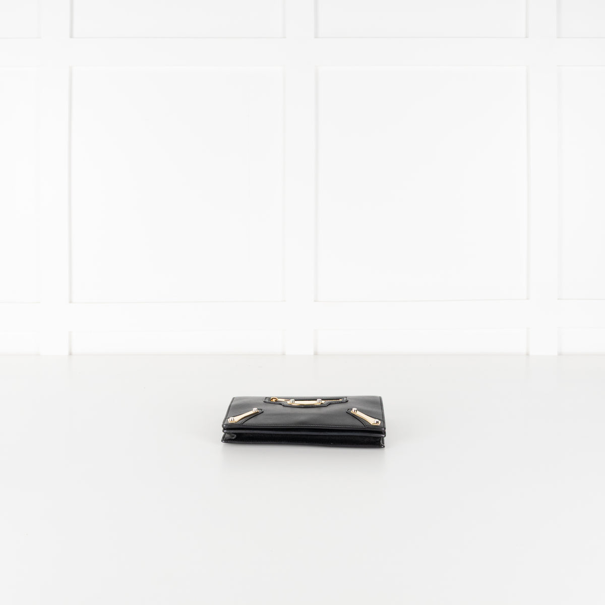 Balenciaga Black Leather Giant Metal Wallet on Chain