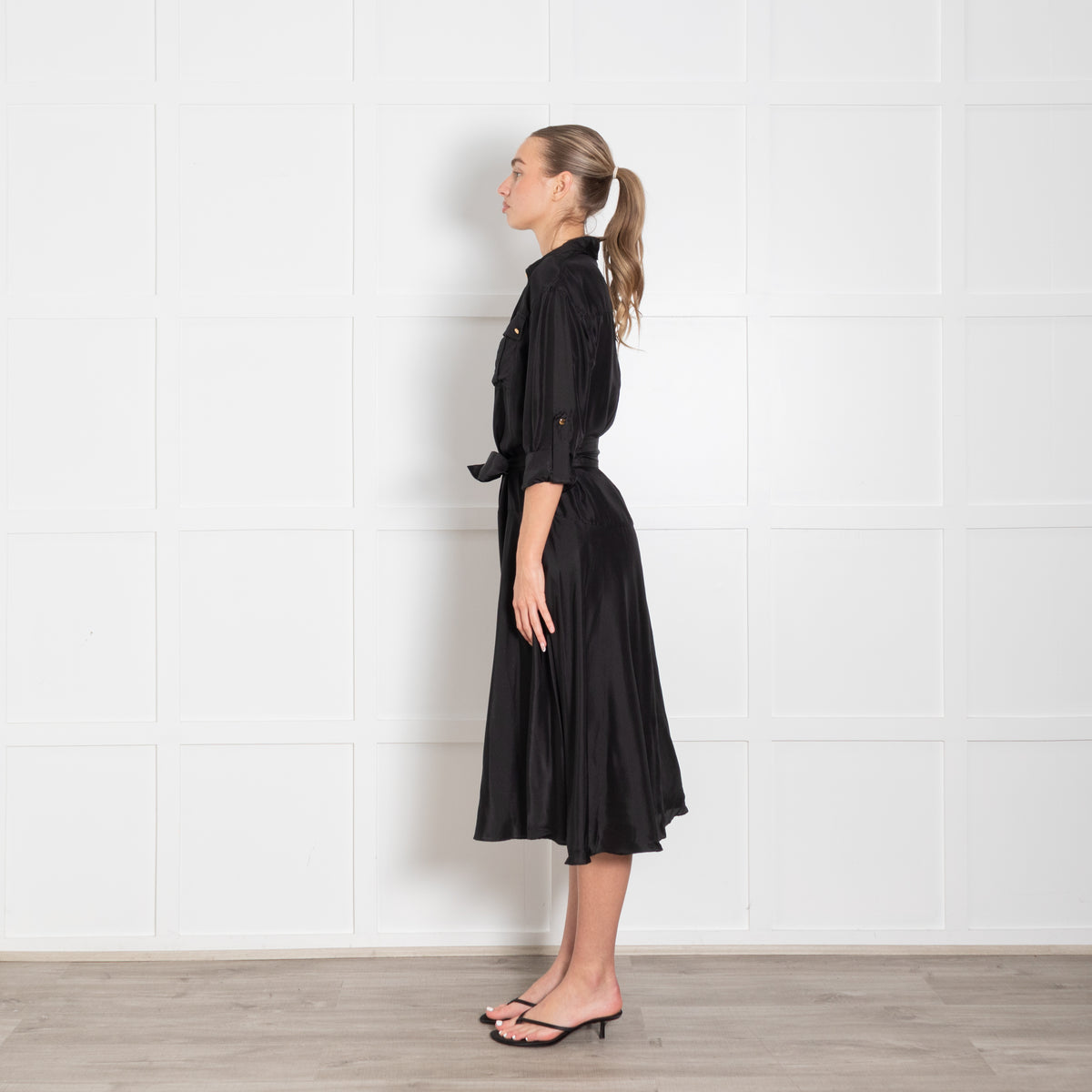 Veronica Beard Black Silk Belted Dress Plus Slip