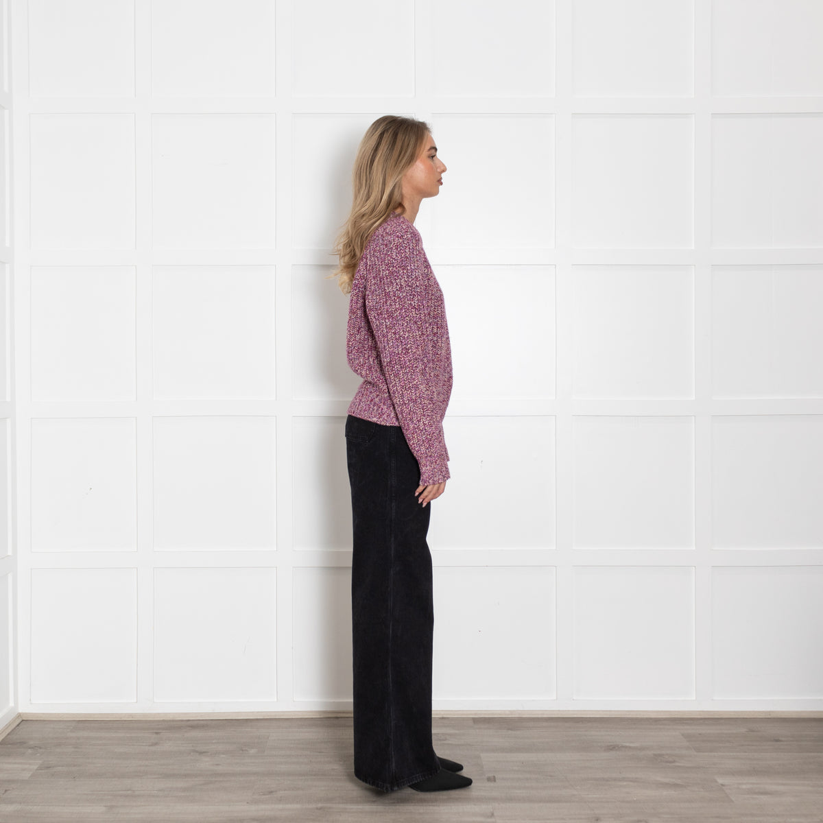 White + Warren Purple Cashmere Chunky Knit Jumper