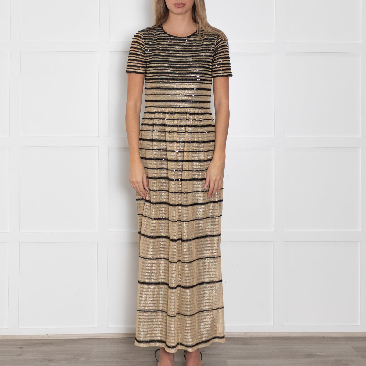 Alice by Temperley Gold Black Sequin Maxi Dress