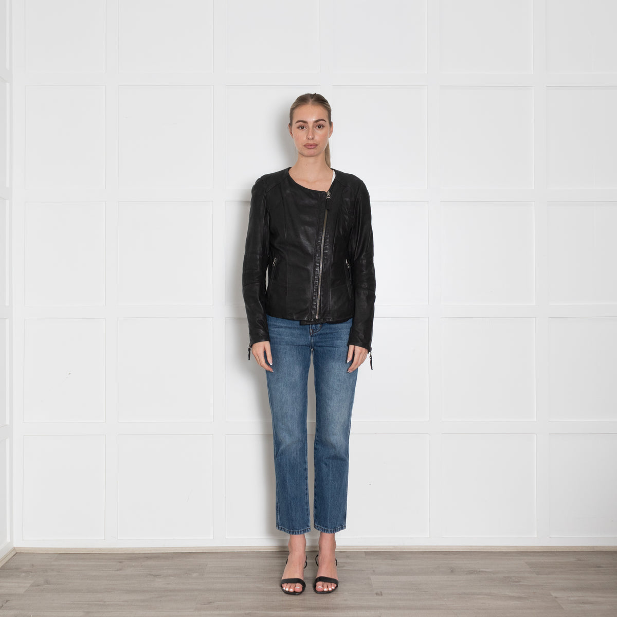 2ND DAY Black Leather Biker Jacket