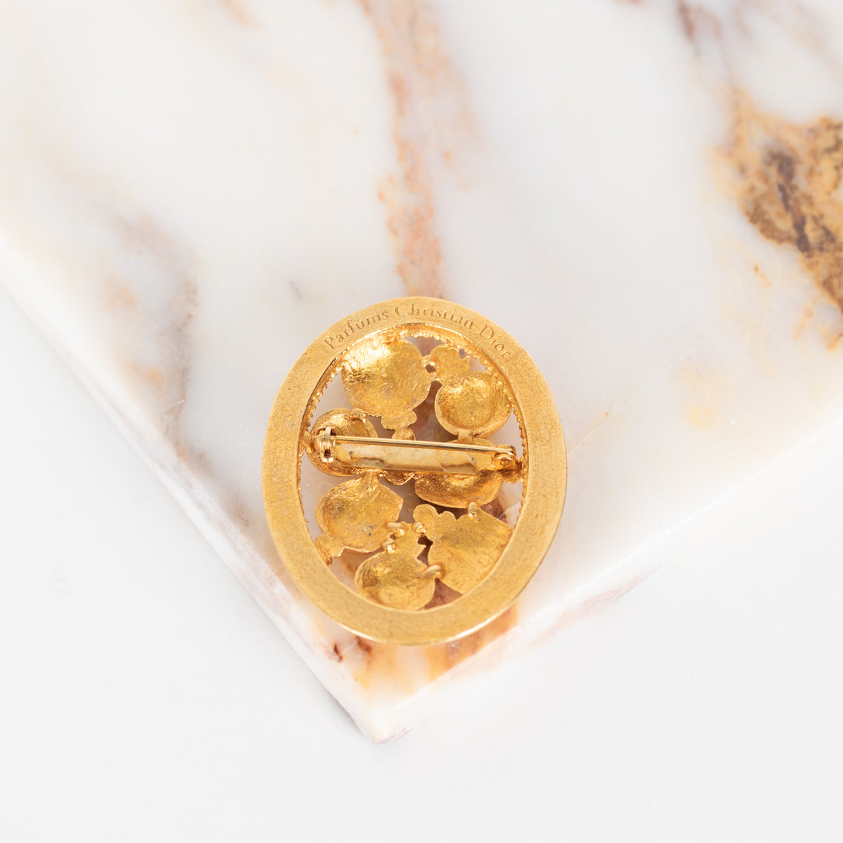 Christian Dior Parfum Gold Tone Brooch