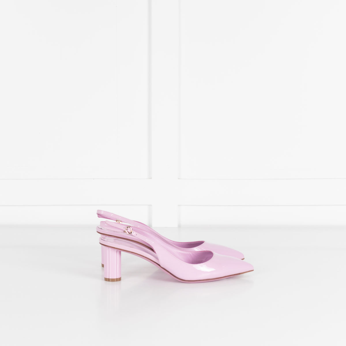 Salvatore Ferragamo Lilac Patent Buti 55 Slingback Pumps