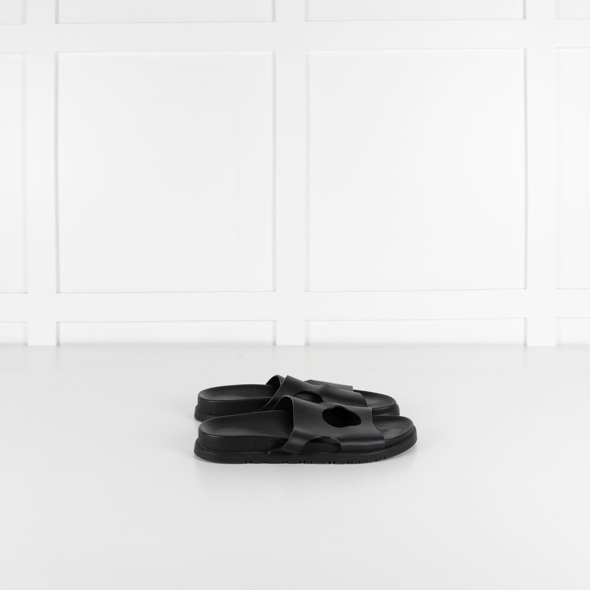 Hermes Black Edith Cut-Out Calfskin Sandals