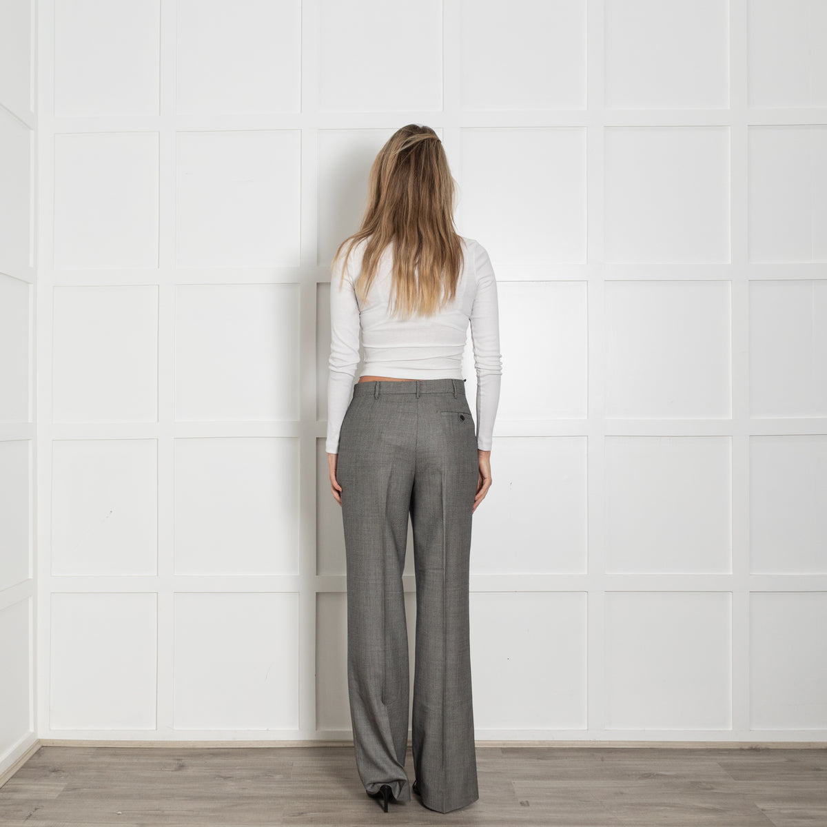 Prada Grey Virgin Wool Mohair Blend Trousers