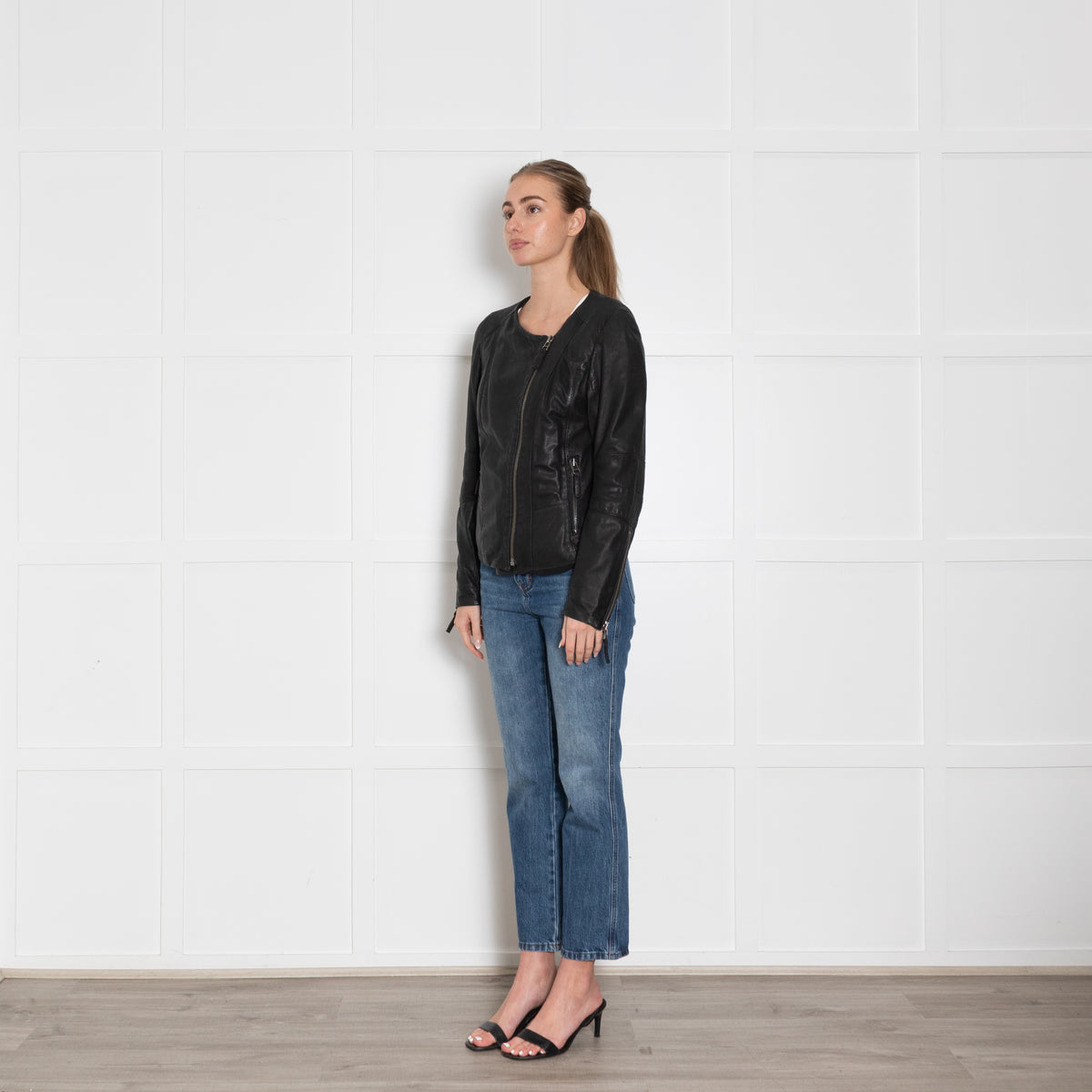 2ND DAY Black Leather Biker Jacket