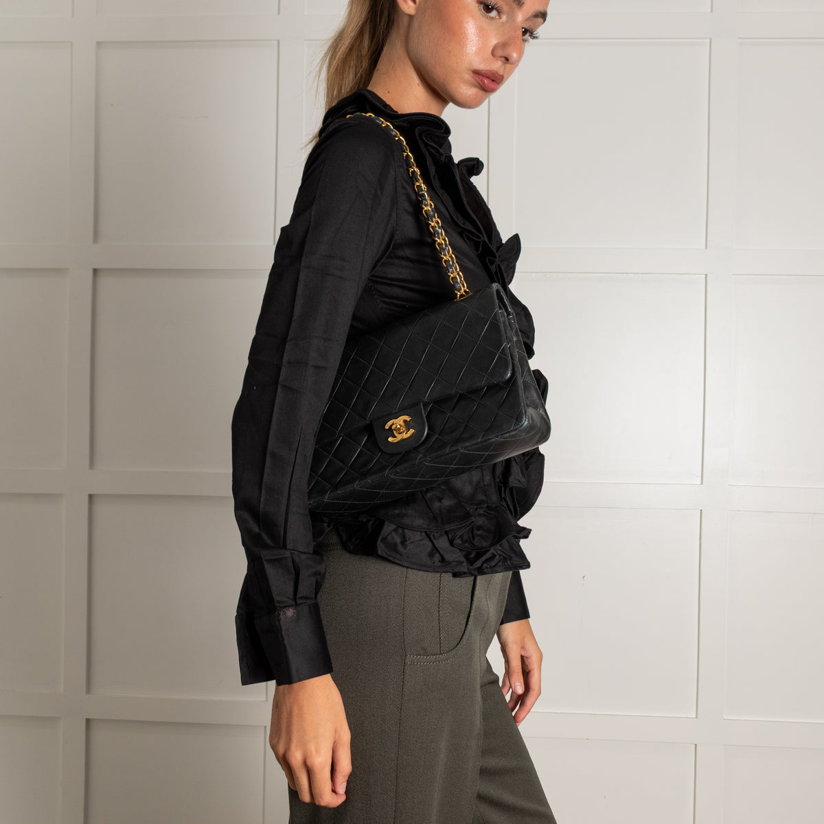 Chanel Vintage Black Lambskin Double Flap