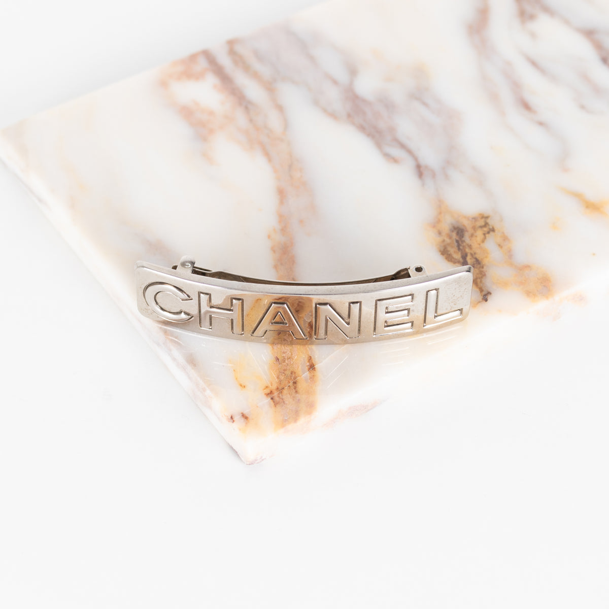 Chanel Silver Tone Barrette Hair Clip
