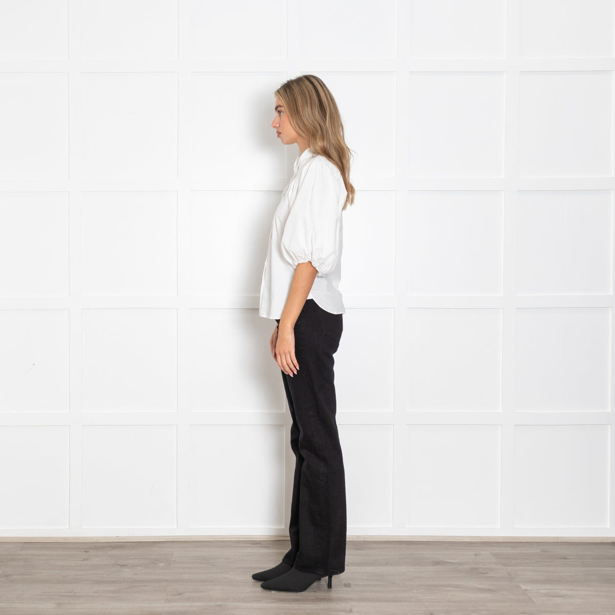 Ganni White Cotton Puff Sleeve Shirt