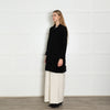 D Exterior Black Knit Angora Blend Coat
