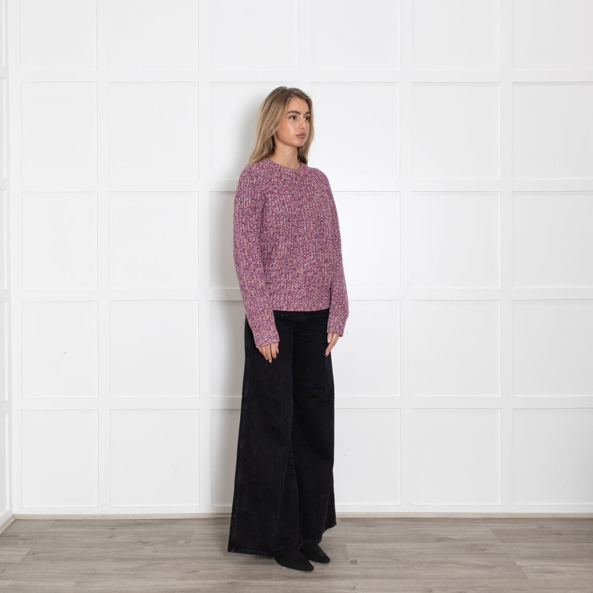 White + Warren Purple Cashmere Chunky Knit Jumper