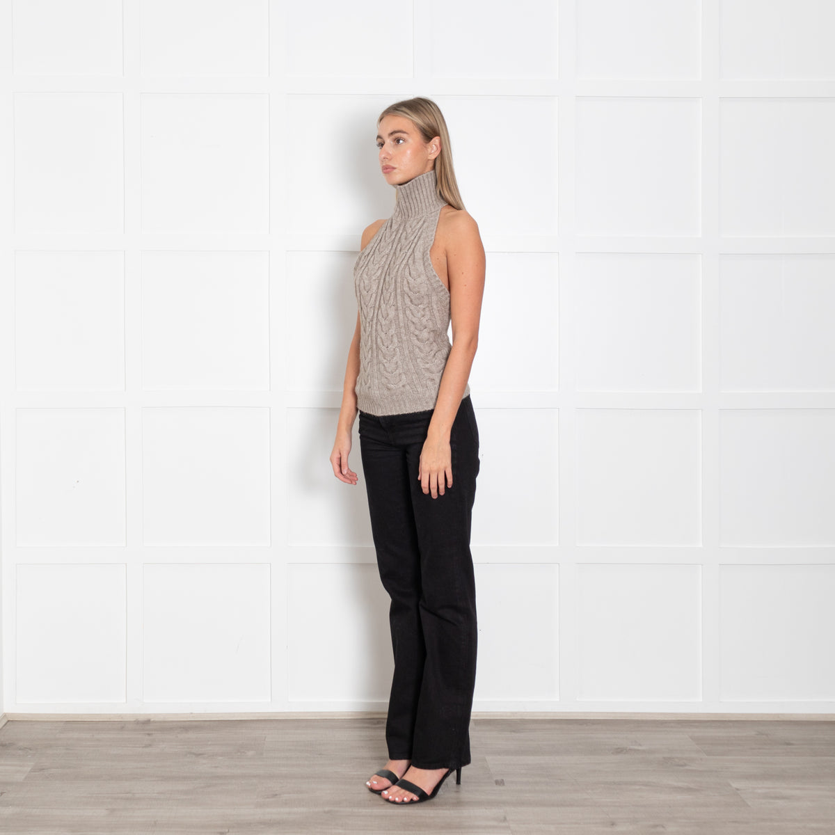 Source Unknown Beige Halterneck Cashmere Top
