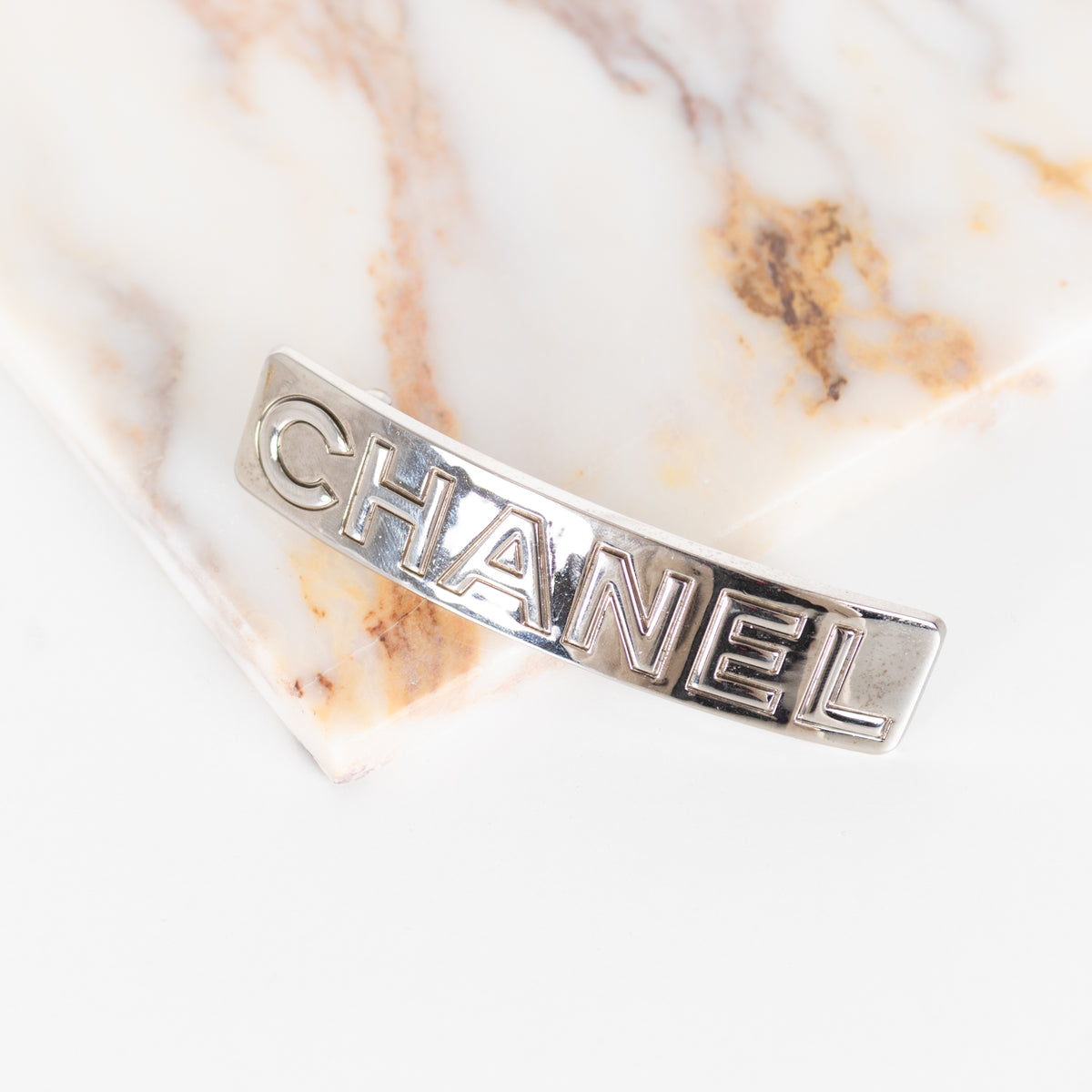Chanel Silver Tone Barrette Hair Clip