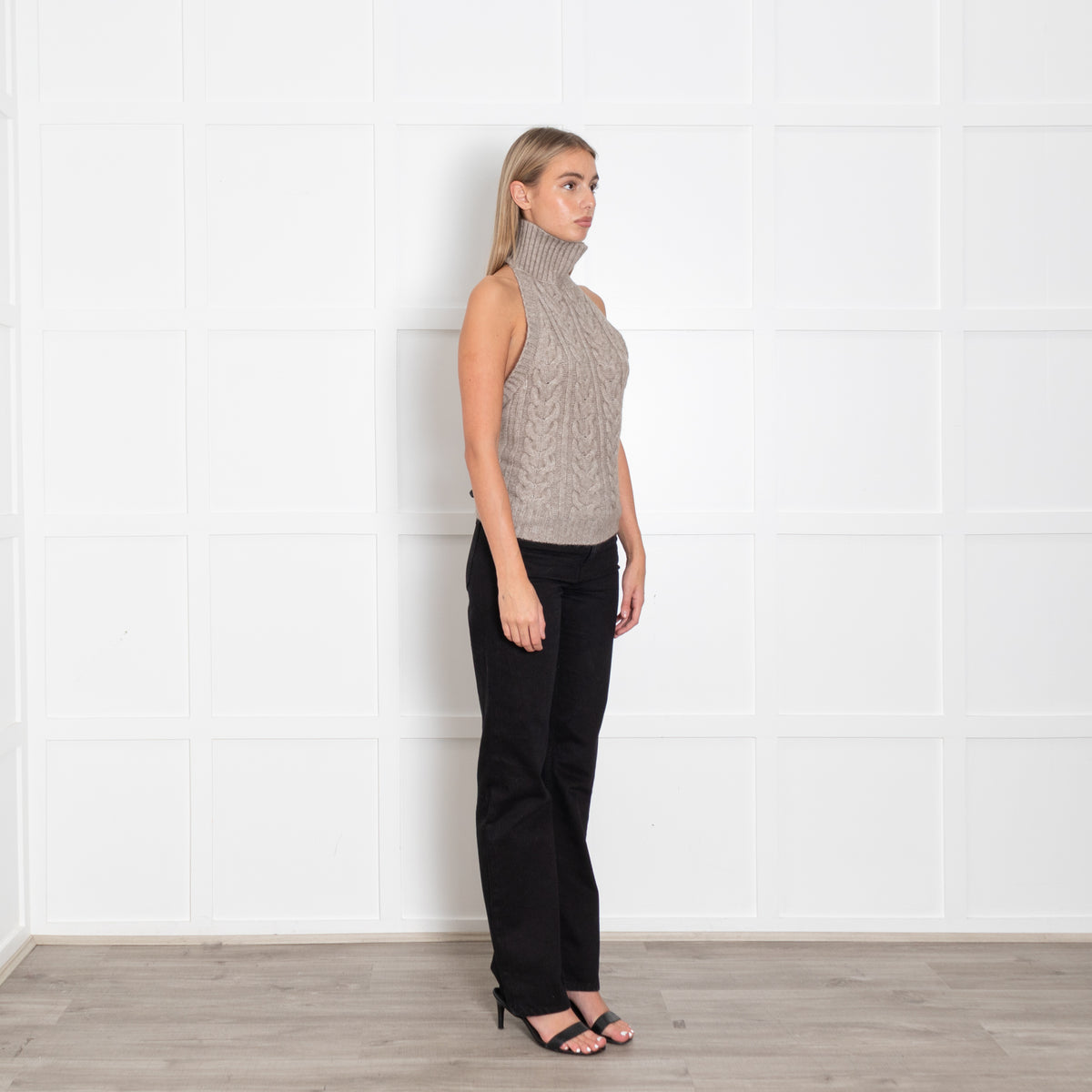 Source Unknown Beige Halterneck Cashmere Top