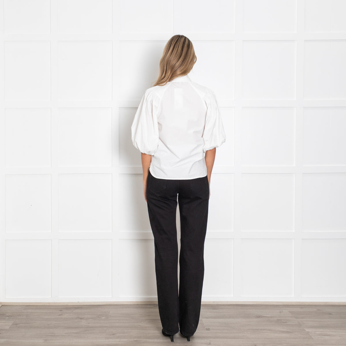 Ganni White Cotton Puff Sleeve Shirt