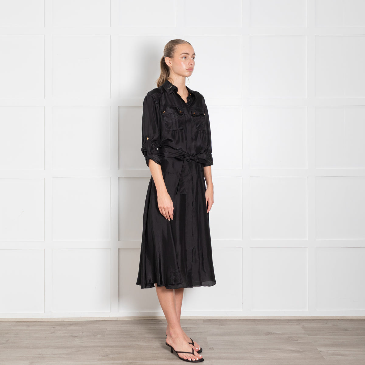 Veronica Beard Black Silk Belted Dress Plus Slip