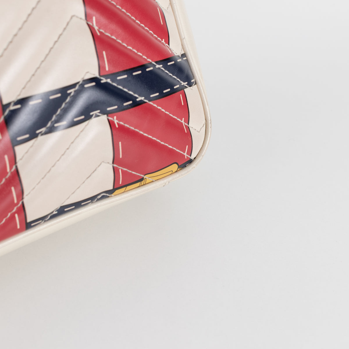 Gucci Cream with Red Blue Yellow Marmont Quilted Flap Shoulder Bag