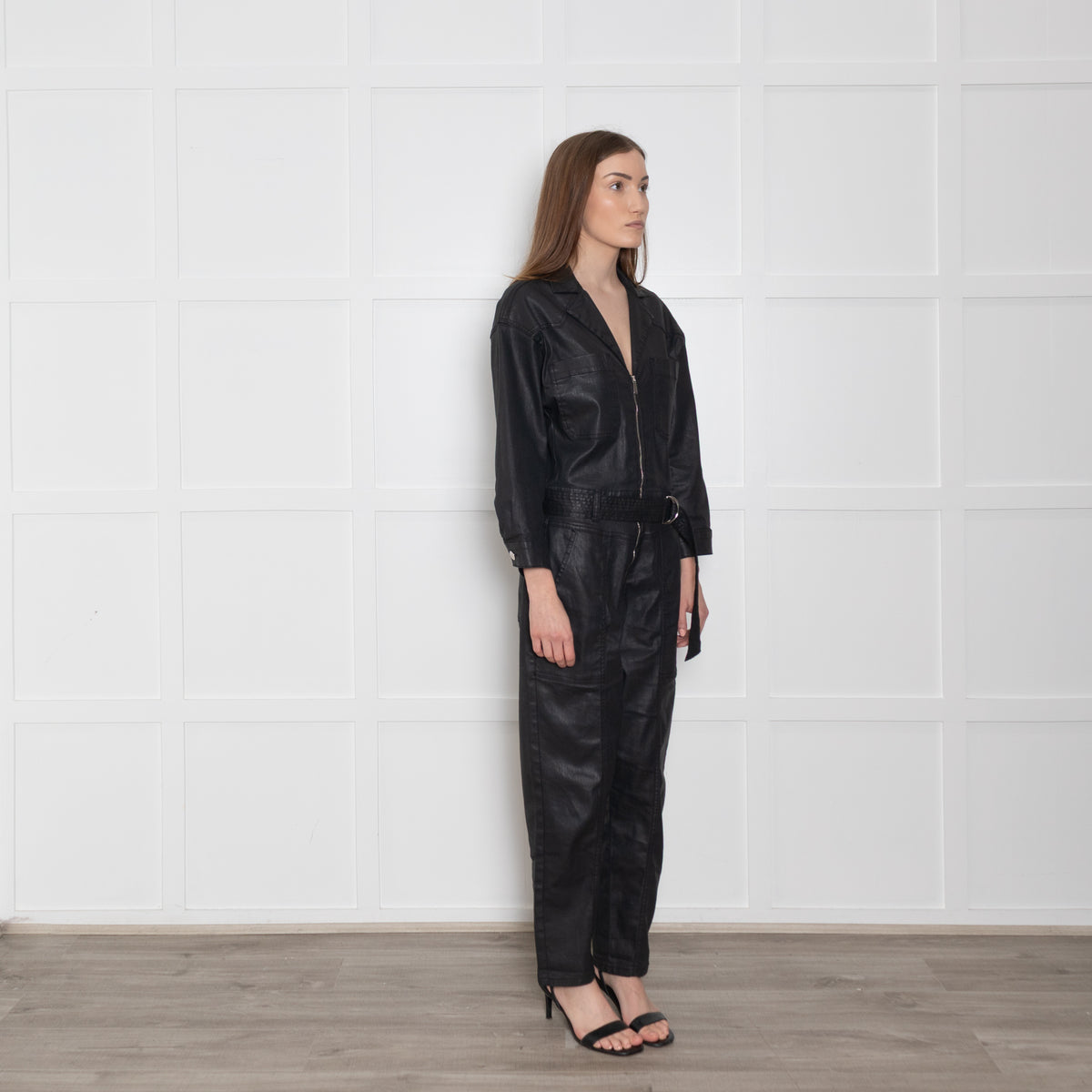 Donna Ida Waxed Black Flying Suit