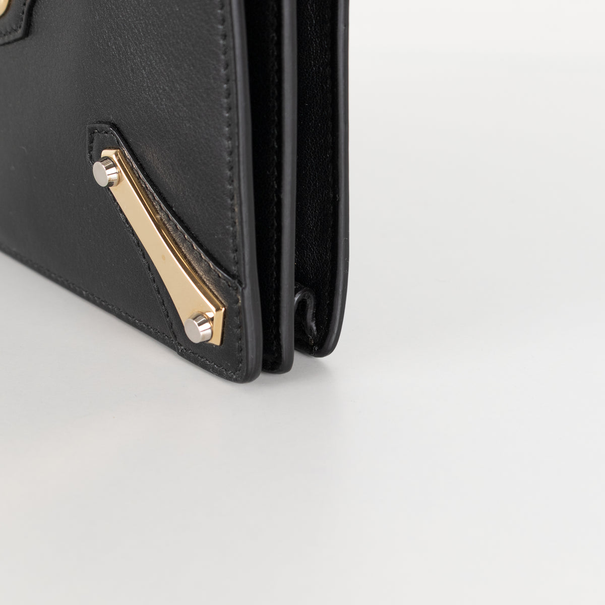 Balenciaga Black Leather Giant Metal Wallet on Chain