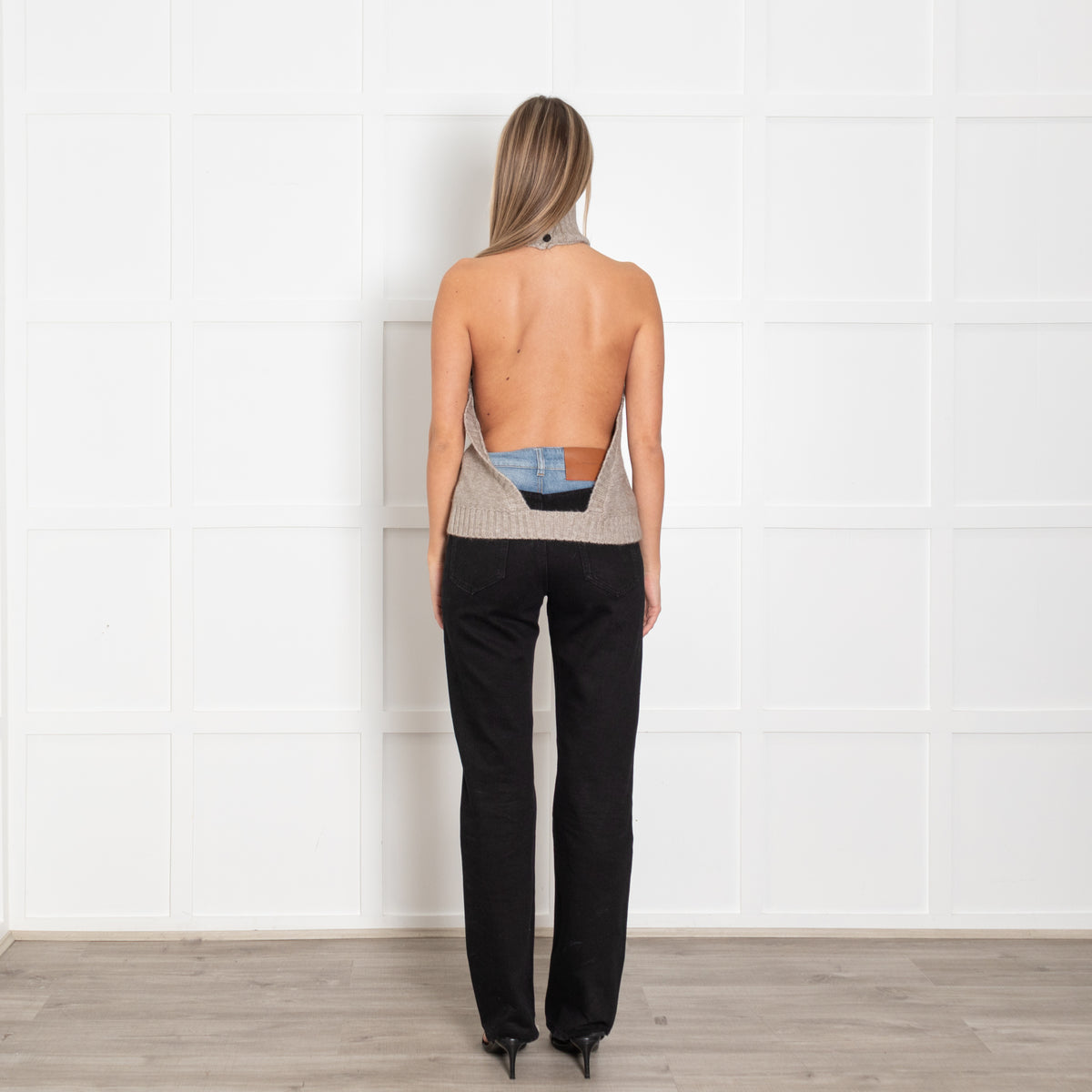 Source Unknown Beige Halterneck Cashmere Top
