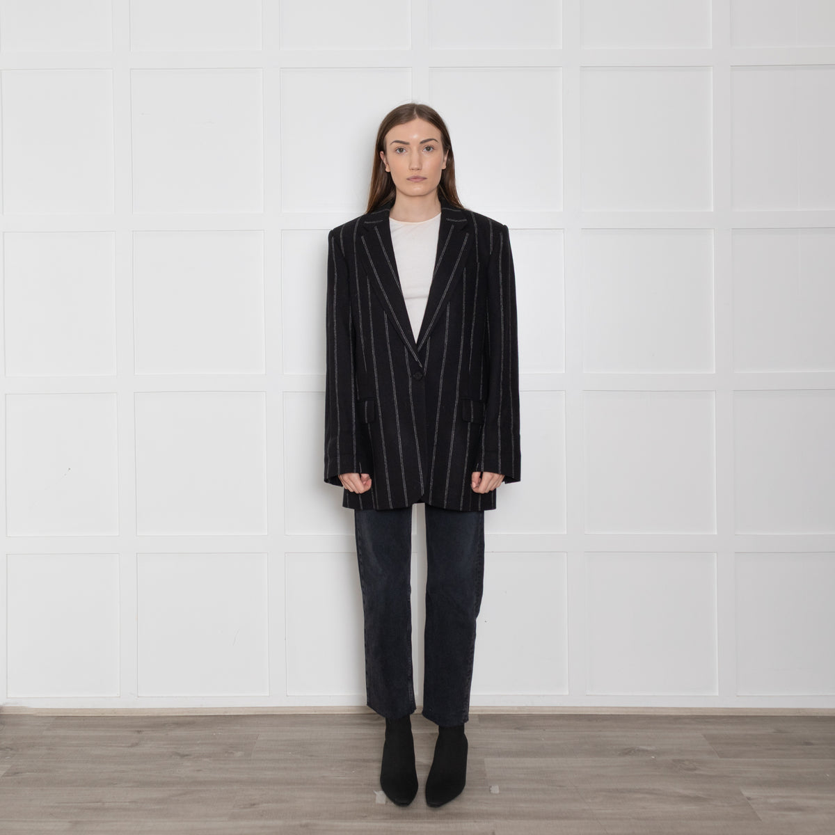 Stella McCartney Boyfriend Black And White Pinstripe Blazer