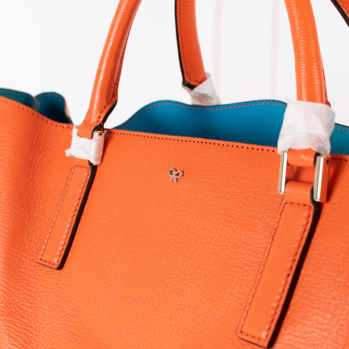 Anya Hindmarch Orange Grained Leather Tote Bag