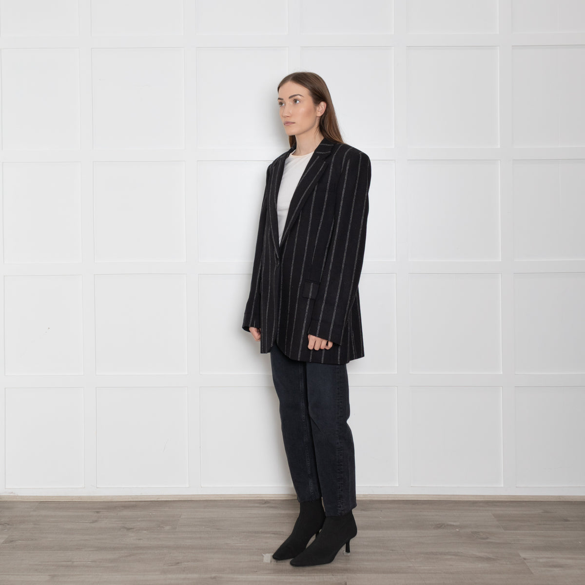 Stella McCartney Boyfriend Black And White Pinstripe Blazer