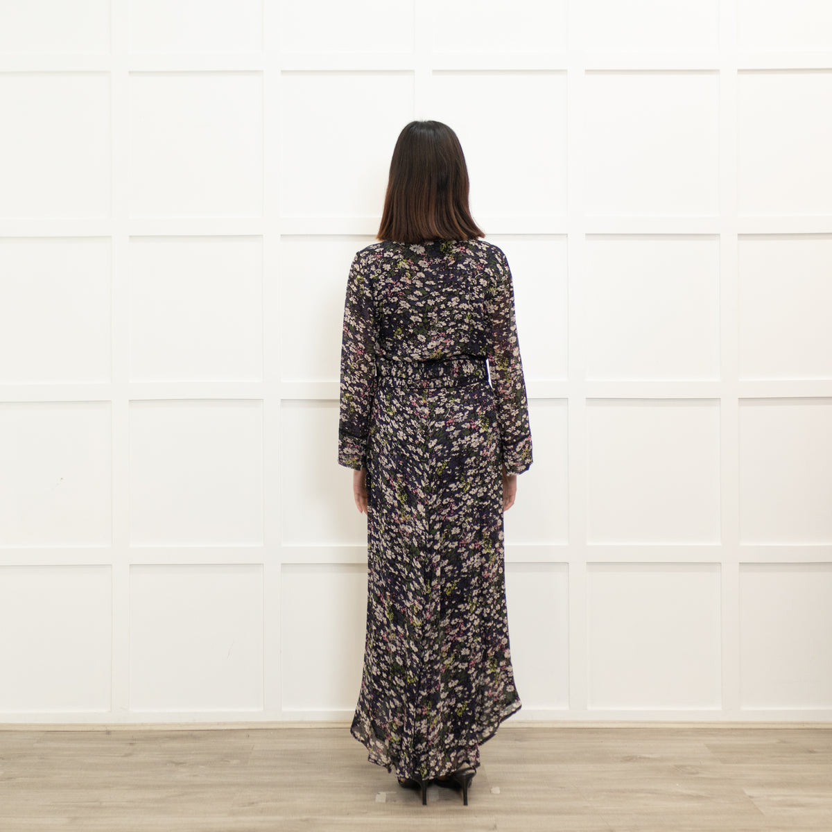 Ganni Blue Wrap Dress With Small Floral Print