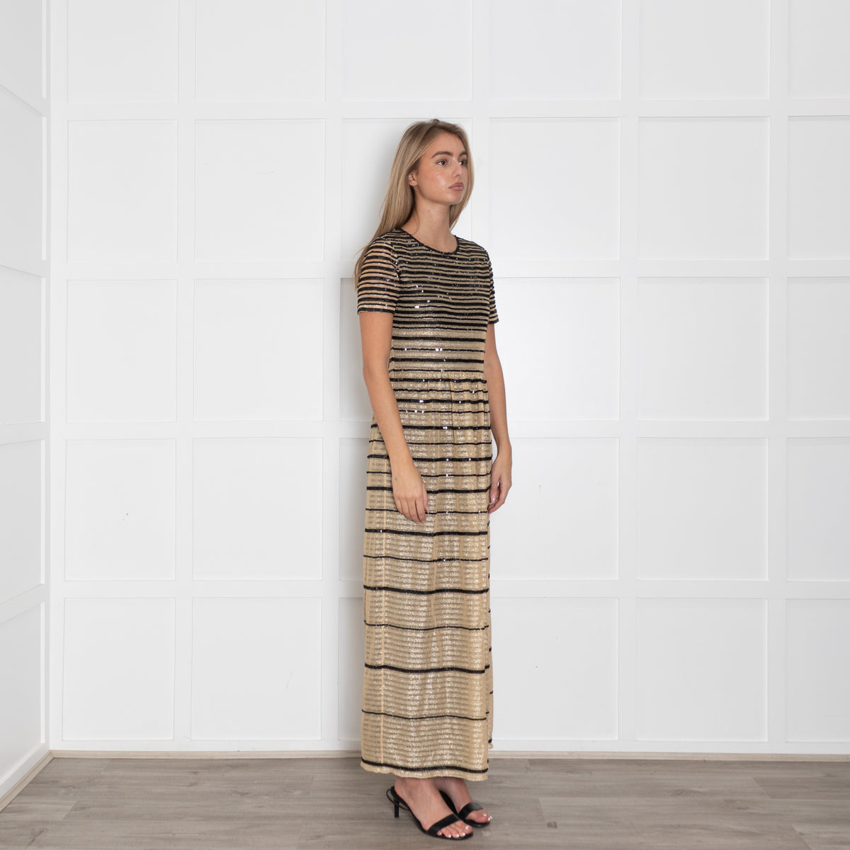 Alice by Temperley Gold Black Sequin Maxi Dress