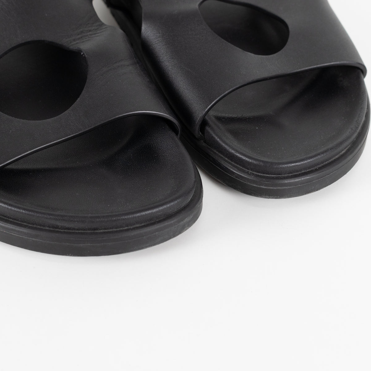 Hermes Black Edith Cut-Out Calfskin Sandals