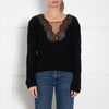 Ermanno Scervino Black Cashmere Jumper With lace Neckline