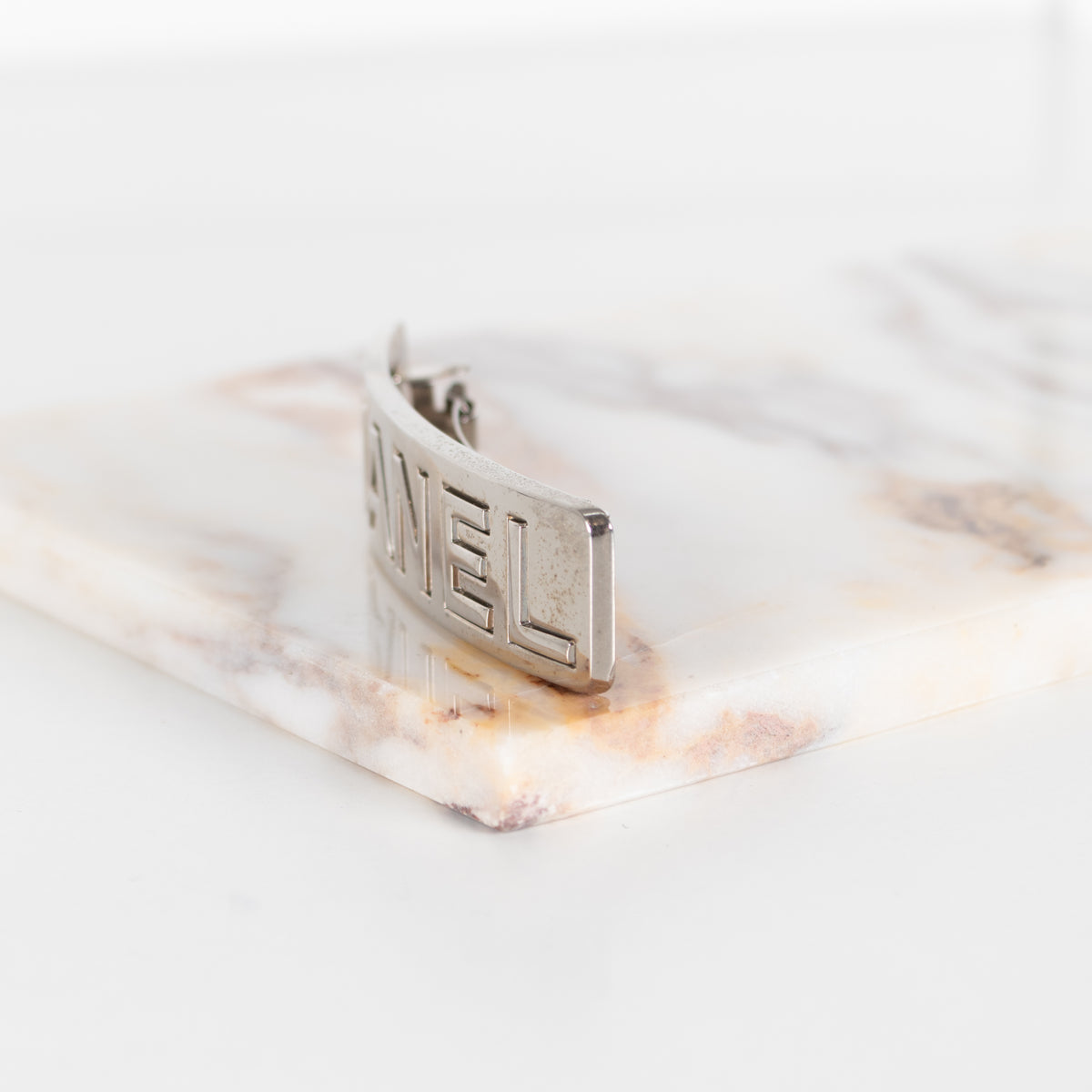 Chanel Silver Tone Barrette Hair Clip