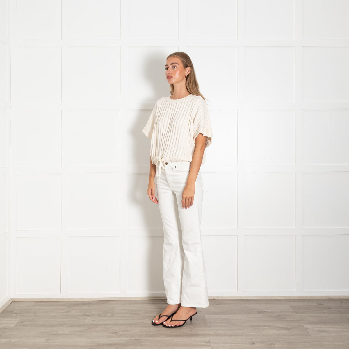 Rita Row Cream Ladder Stitch Cotton Top