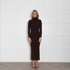 Mugler Brown Knit Rollneck Long Dress