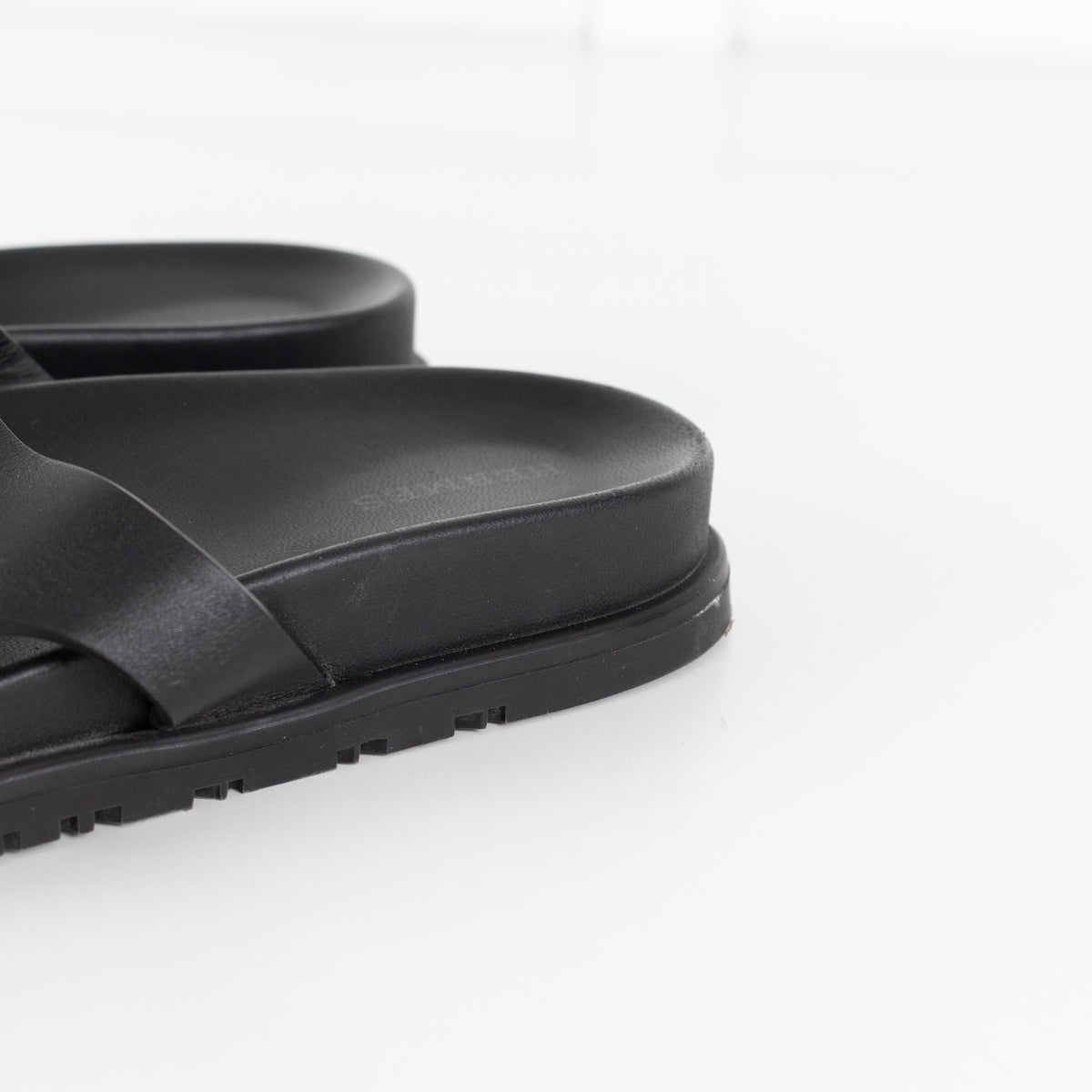 Hermes Black Edith Cut-Out Calfskin Sandals