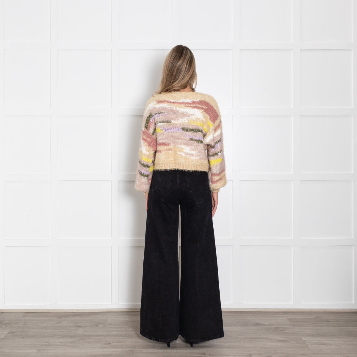 Pilcro Pastel Stripe Boat Neck Crop Sweater