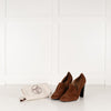 Hermes Tan Suede Round Toe Heeled Shoes