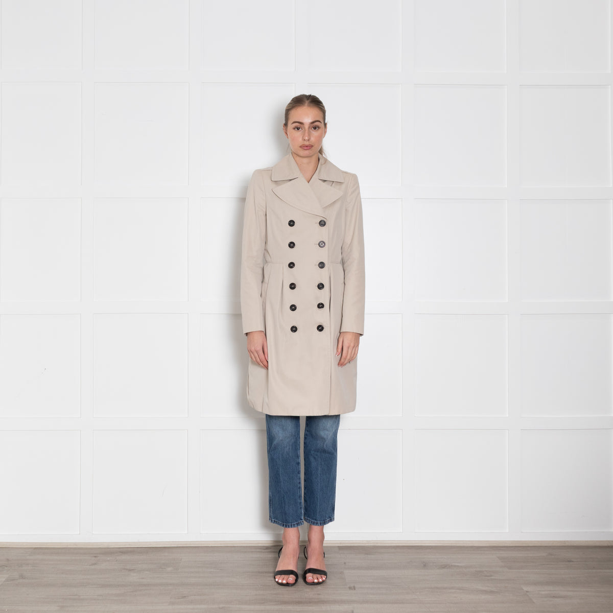 Burberry Beige Cotton Waisted Trench Coat