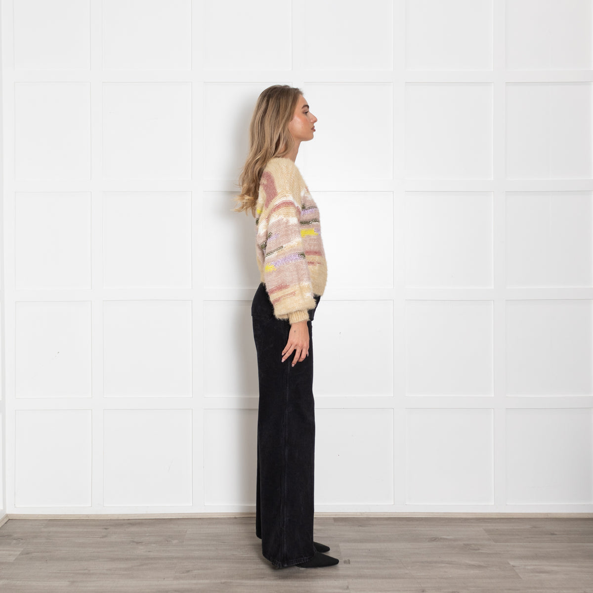 Pilcro Pastel Stripe Boat Neck Crop Sweater