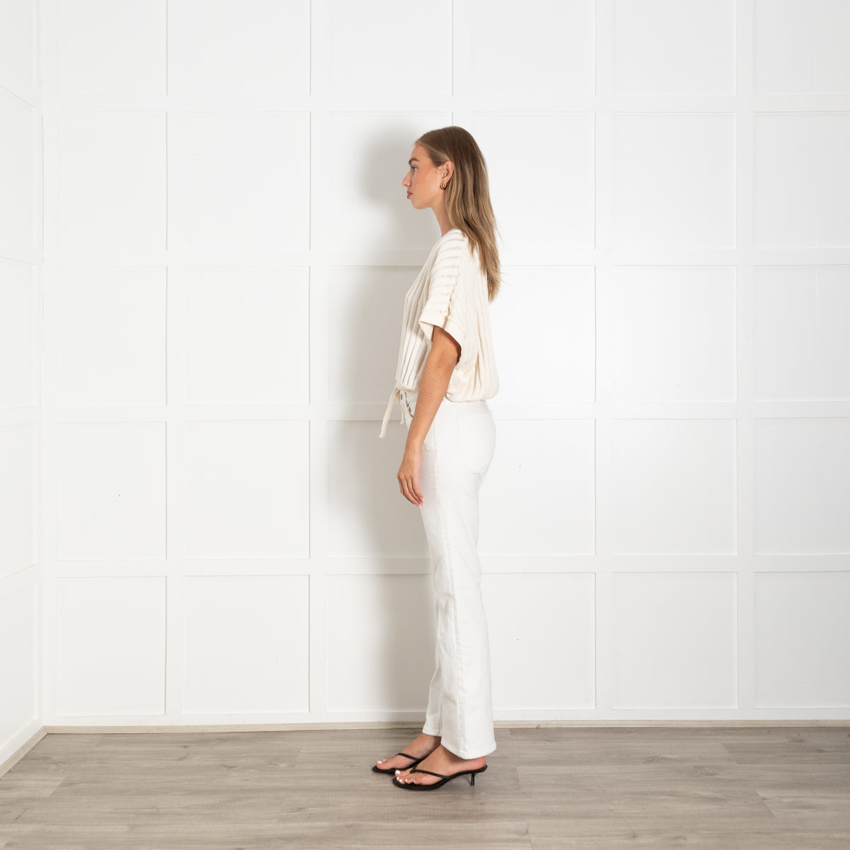 Rita Row Cream Ladder Stitch Cotton Top