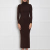 Mugler Brown Knit Rollneck Long Dress